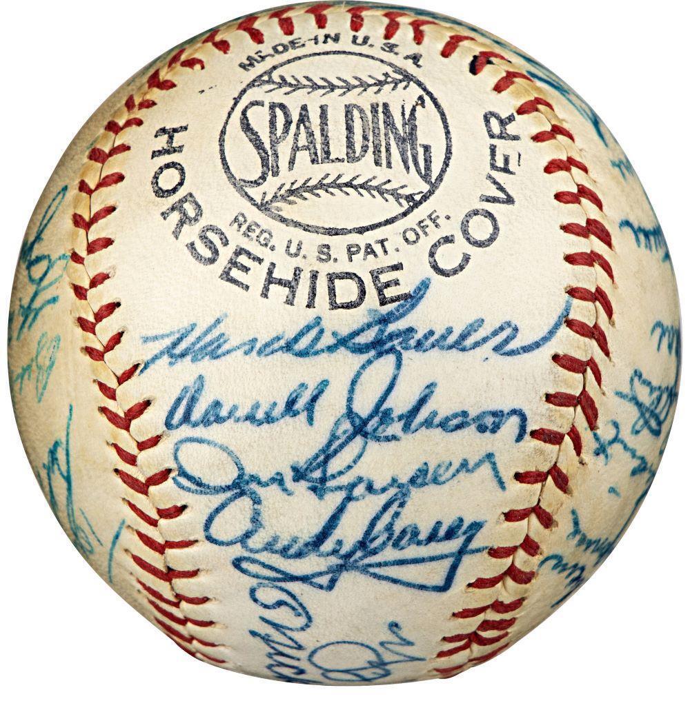 1958 New York Yankees Signed Spalding Baseball - Berra, Ford & More - PSA Certified Authentic - Perfect for Baseball Memorabilia Collectors & Yankees Fans Display