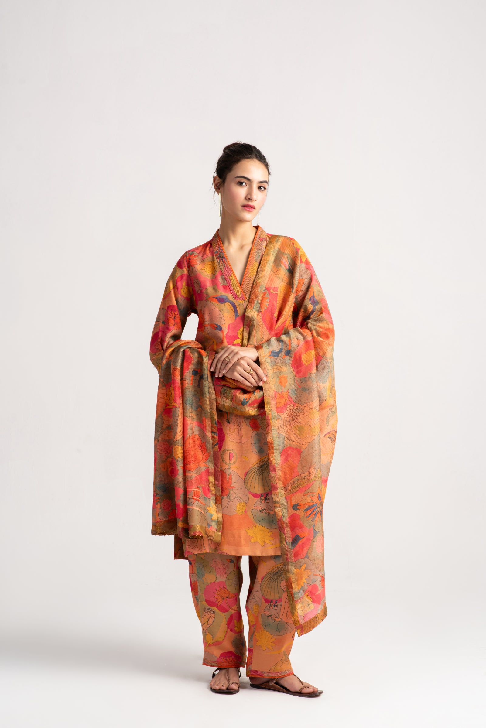 Elegant Chanderi Dupatta in Grapefruit Color - Perfect for Weddings, Parties & Ethnic Fashion