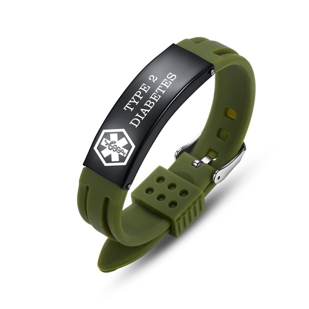 Adjustable Medical Alert Bracelet for Men & Women - 8.5 Inch Sport Silicone ID Bracelet with Free Engraving - Emergency Medical Information for Seniors, Diabetics & Allergy Sufferers - Perfect for Running, Travel & Daily Wear