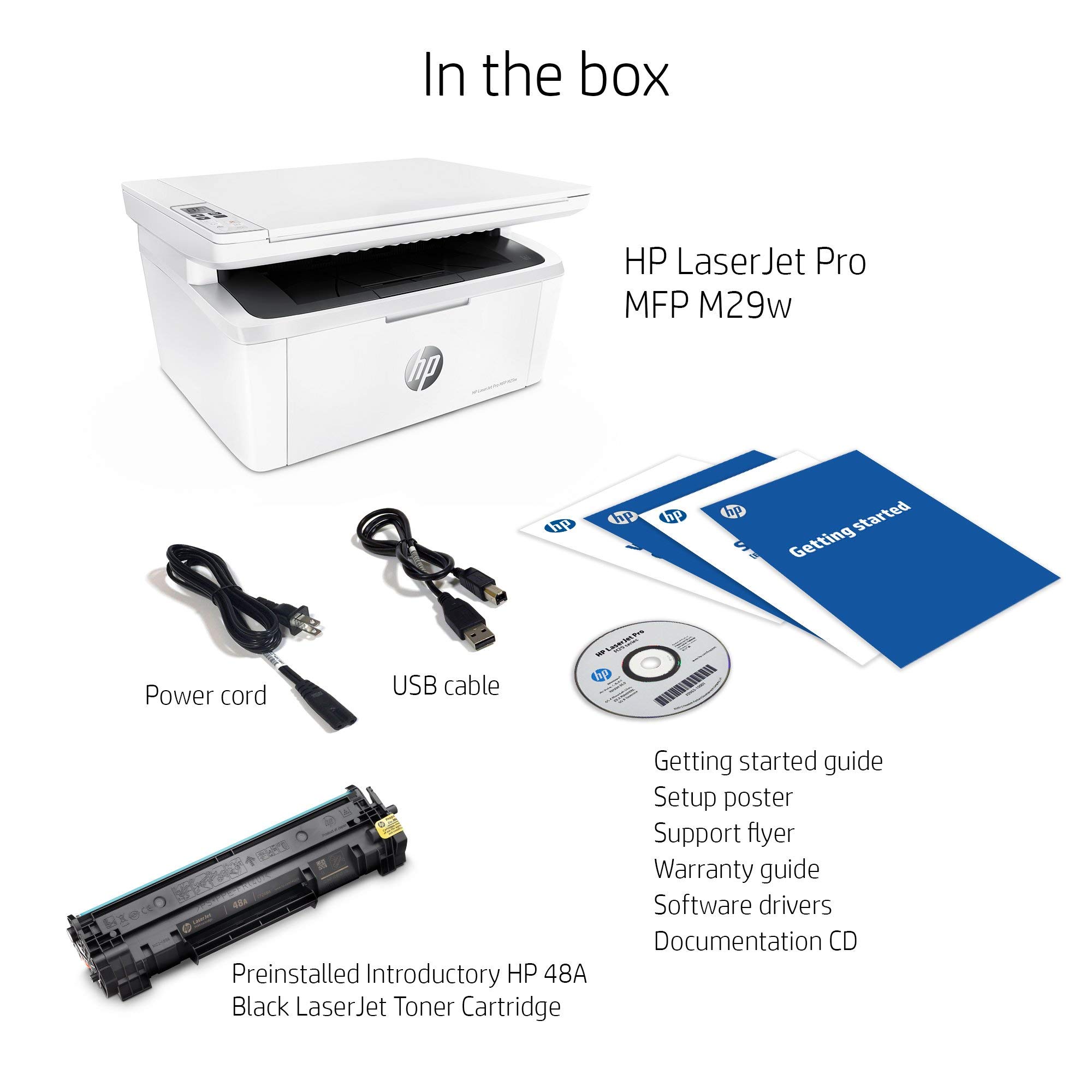 HP Laserjet Pro M29w Wireless All-in-One Monochrome Laser Printer with Mobile Printing - Copy, Scan, Fax - Works with Alexa (Y5S53A) (Renewed) - Perfect for Home Office & Small Business Document Printing
