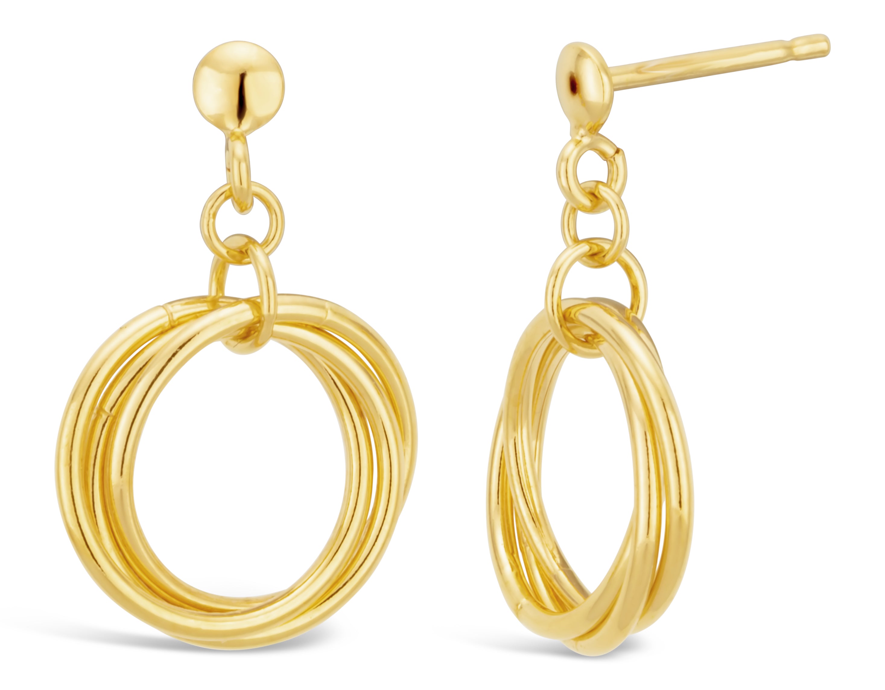 9ct Gold Filled Twist Circle Stud Earrings for Women - Dainty Boho Hoop Earrings for Everyday Wear, Gift Giving & Special Occasions