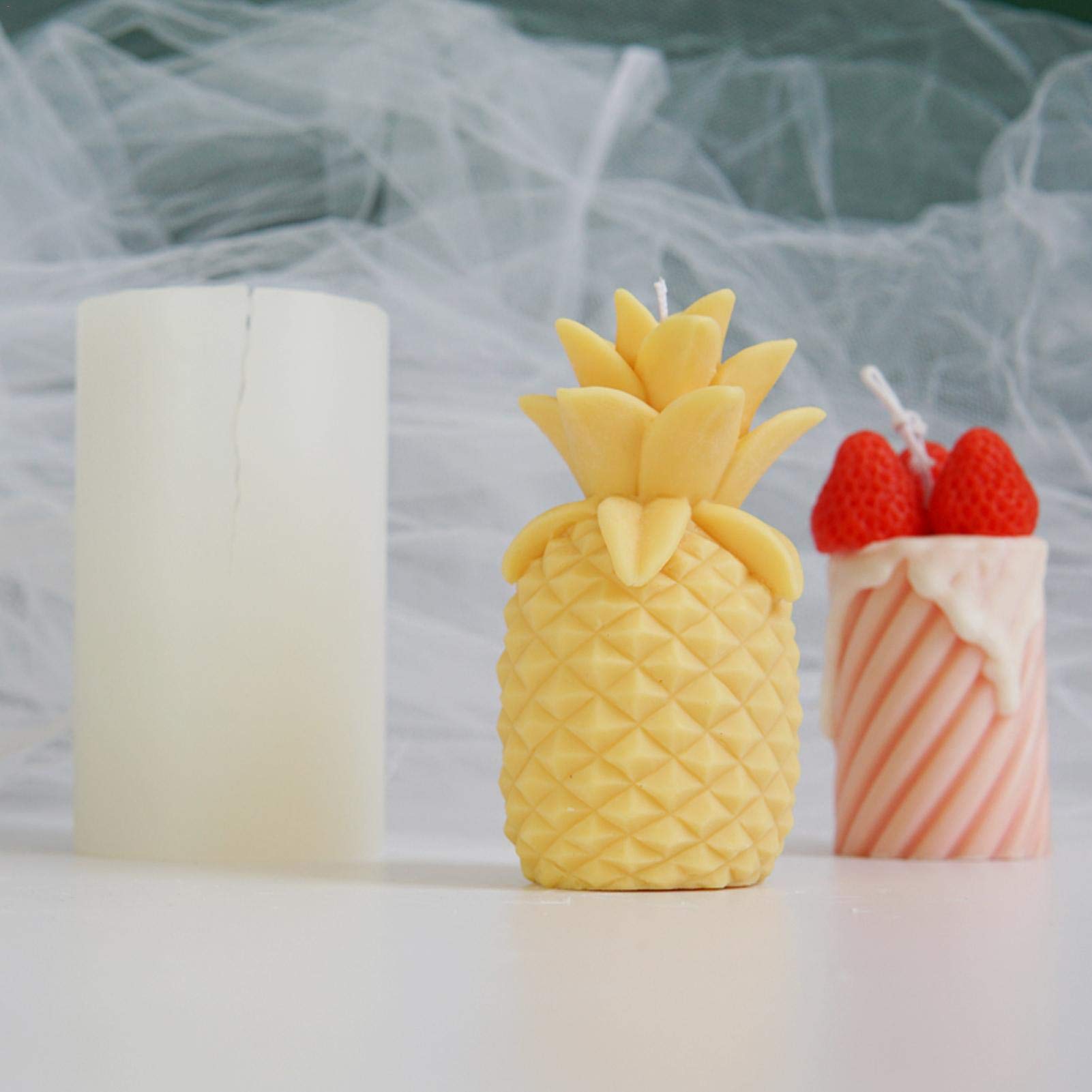 Naysku Silicone Candle Mold - DIY Soy Wax Candle & Handmade Soap Molds for Pineapple-Shaped Crafts, Fondant Decorations - Perfect for Home Decor, Wedding Favors, and DIY Gift Making