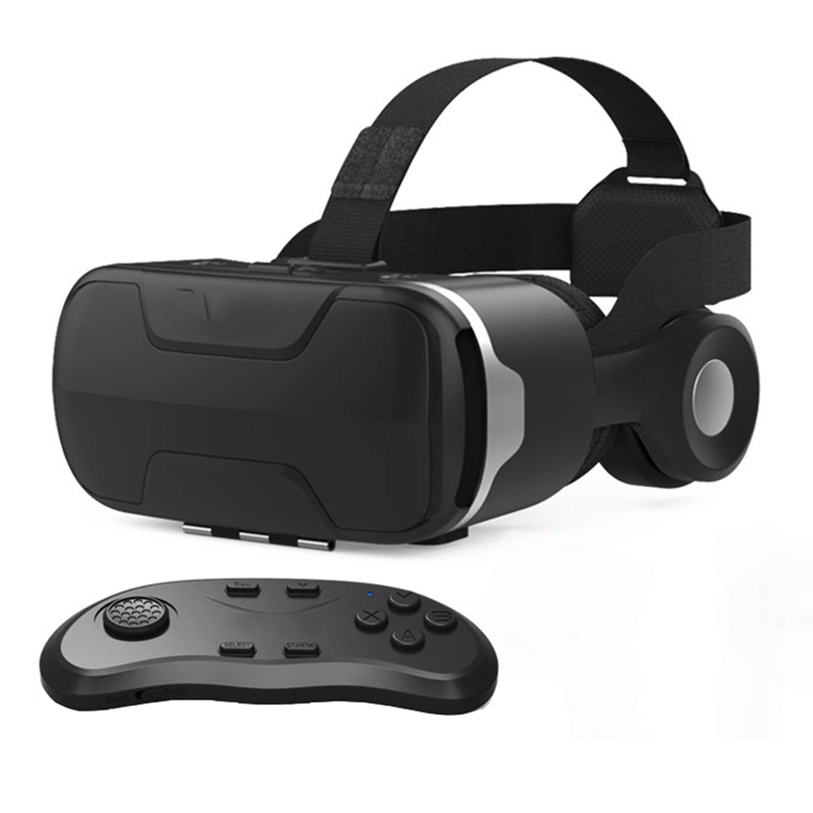 3D VR Headset with Adjustable Game Controller - Compatible with iPhone & Android 4.7-6.53 Inch Phones - Virtual Reality Glasses for Gaming, Movies & Immersive Experiences