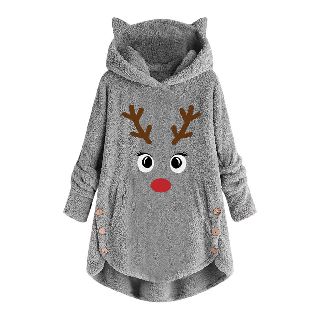 Women's Loose Fit Christmas Embroidery Button Down Coat Sweater - Plus Size Casual Pullover Blouse for Holiday Parties, Office Wear & Winter Outfits