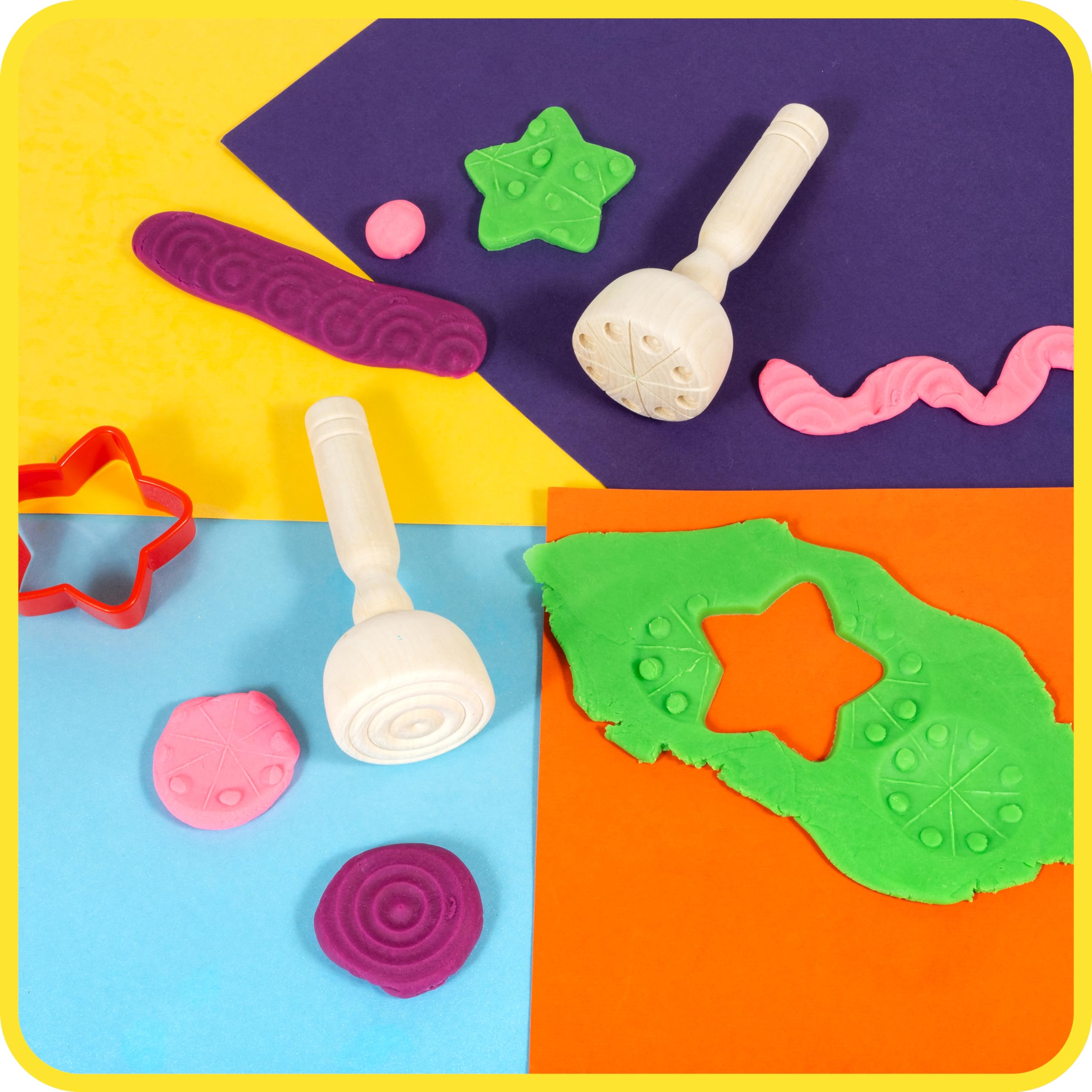 READY 2 LEARN Paint and Dough Wooden Stampers - Set of 4 Stamps for Kids Arts & Crafts, DIY Projects, Sensory Play and Classroom Activities