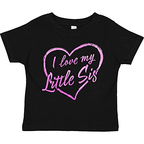 Inktastic I Love My Little Sister Pink Chalk Heart Toddler T-Shirt - Cute Sibling Outfit for Toddler Girls, Matching Sister Shirts for Family Photos & Special Occasions