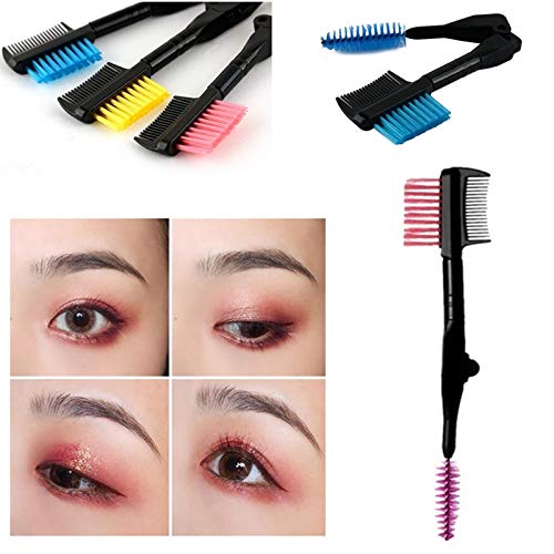 Gugzy Double-Ended Folding Eyelash Comb & Separator - Metal Mascara Lift & Curl Tool for Perfect Eye Makeup (Pink) | Ideal for Lash Extension, False Eyelash Application & Professional Makeup Artists