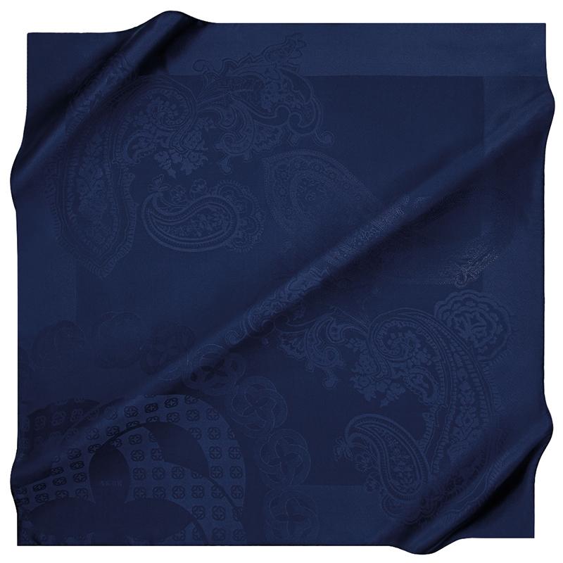 Aker Jacquard Silk Satin Scarf - Midnight Express Blue - Luxury Womens Fashion Accessory for Evening Wear, Parties & Gifts