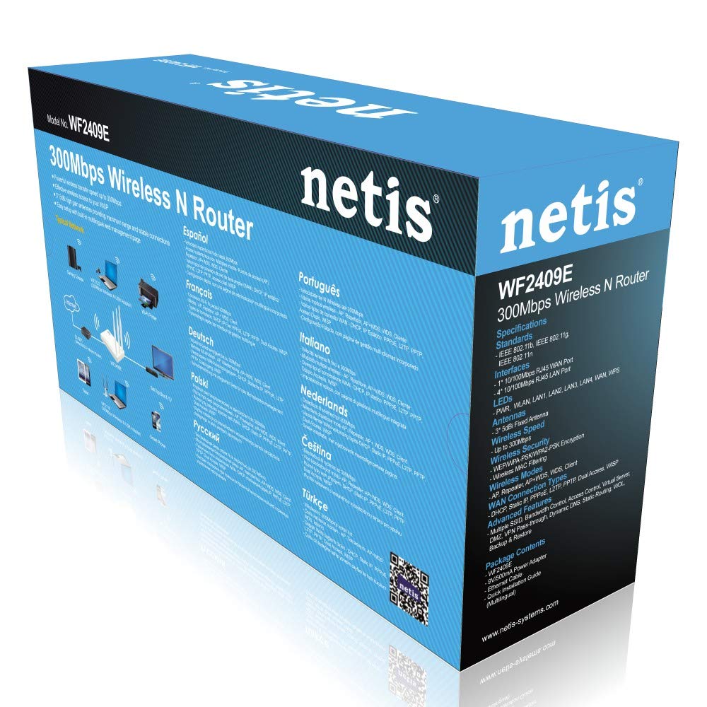 Netis WF2409E 300Mbps High-Speed Wireless N Router with 3x5dBi Antennas - Secure WiFi for Home & Office | Parental Controls | Compatible with Computers, Smartphones & Smart Devices (Ideal for Streaming, Gaming & Smart Home)