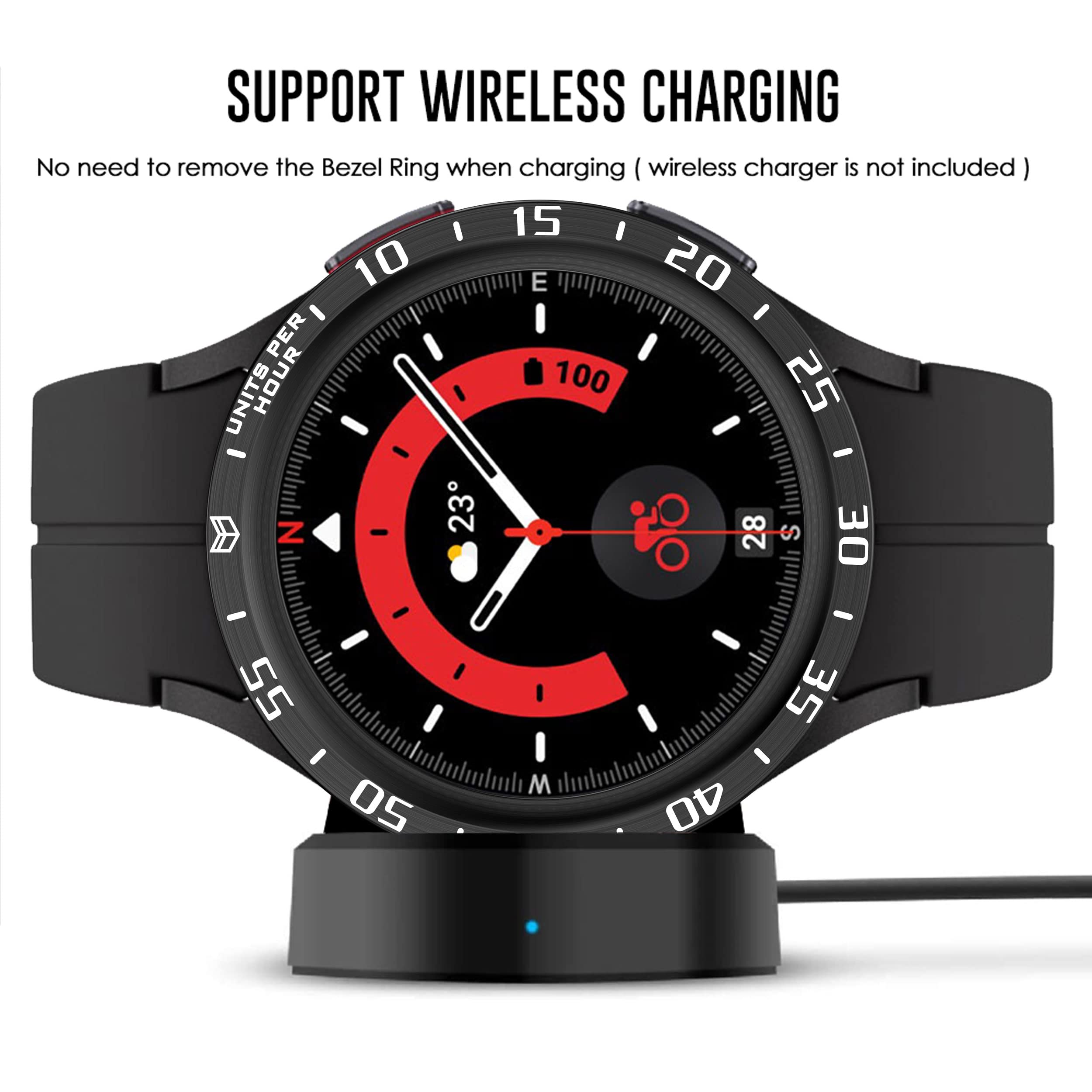 Stainless Steel Bezel Ring for Samsung Galaxy Watch 5 Pro - Anti-Scratch Protective Cover with Adhesive Loop | Perfect for Workouts, Outdoor Activities & Everyday Wear