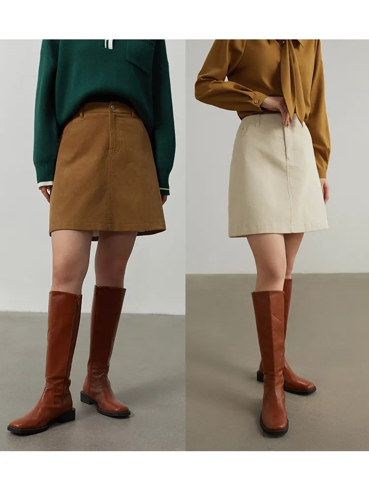 Retro High Waist Corduroy Skirt for Women - Autumn Winter Back Slit Casual Skirt with Length Options | Perfect for Office Commute, Date Nights & Fall Fashion