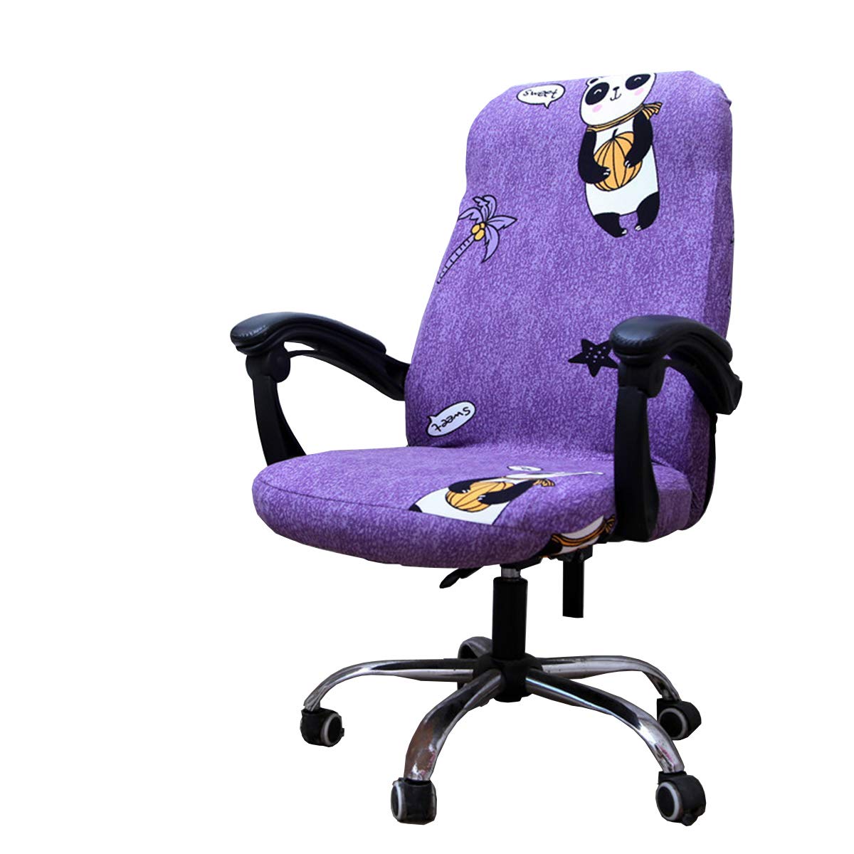 WOMACO Printed Office Chair Cover - Stretchable Computer Chair Slipcover, Universal Boss Chair Protector - Modern Minimalist Design High Back Chair Cover (Panda Print, Large Size) - Perfect for Home Office, Gaming Setup & Conference Rooms