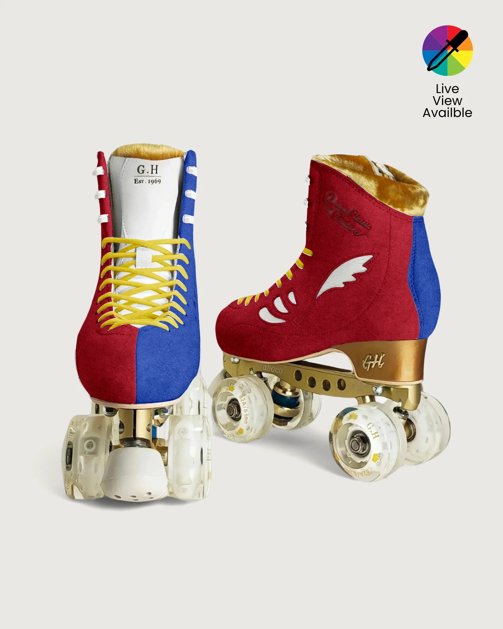 GH Dance Classic Clouds Quad Roller Skates - Color Jam Style with Vanguard/Jaboco Frame - Perfect for Roller Derby, Artistic Skating & Outdoor Fun