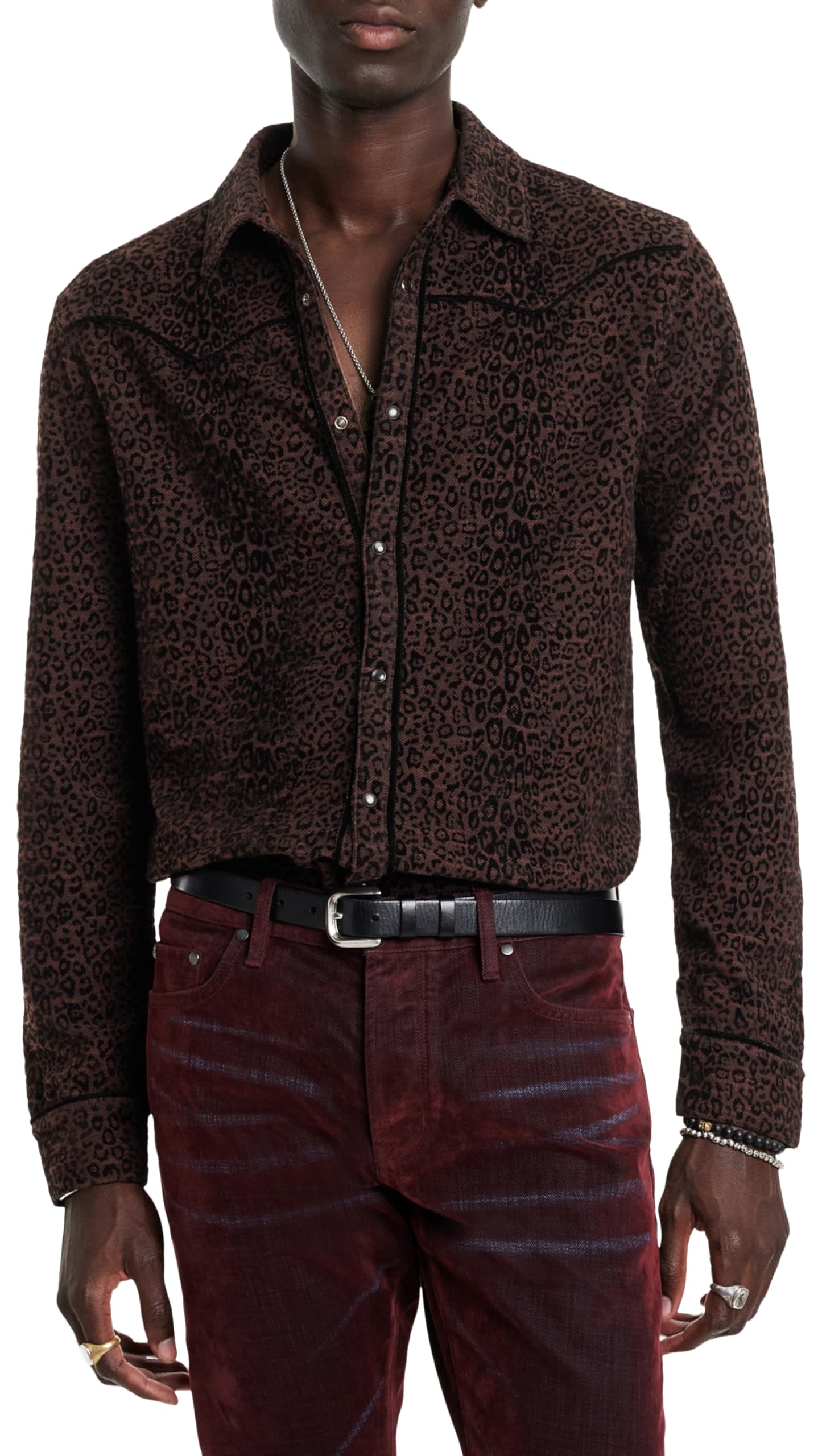 John Varvatos Men's Haven Western Shirt - Stylish Casual Button-Up for Men | Western Plaid Shirt with Premium Cotton Fabric | Perfect for Cowboy Rides, Country Music Festivals & Outdoor Adventures