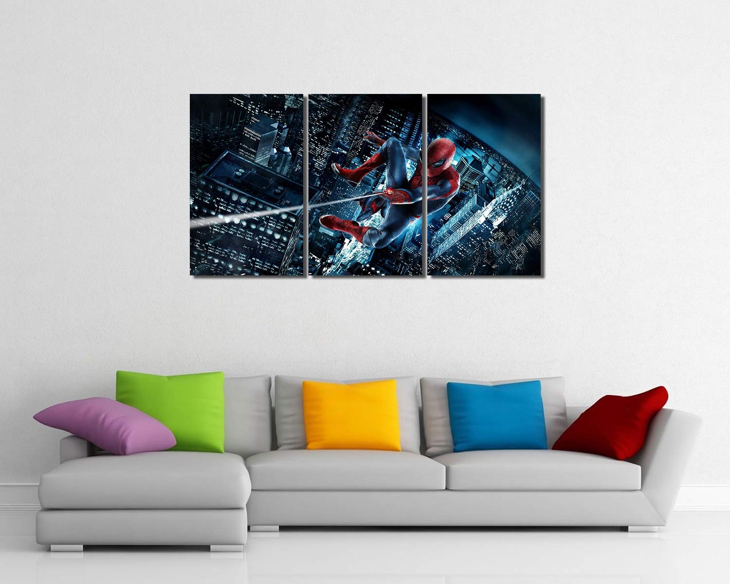 Spider-Man Framed Canvas Wall Art - 42x24 Inch Marvel Superhero Movie Poster Print - Perfect for Home Decor, Office & Game Room