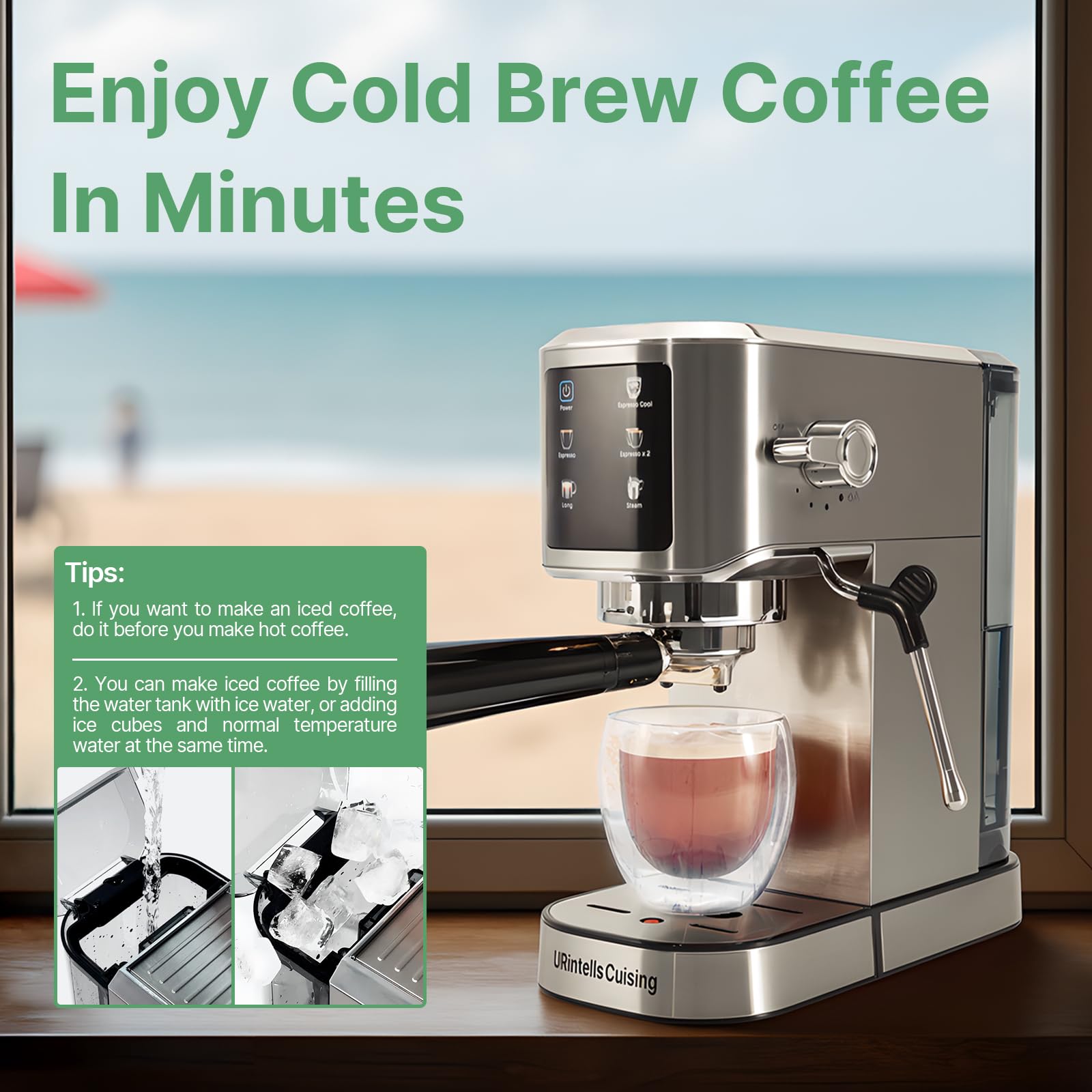 20 Bar Professional Espresso Machine with Touch Screen & Milk Frother - Stainless Steel Coffee Maker for Cold Brew, Long Coffee, Cappuccino, Latte - Perfect for Home Baristas & Coffee Shops