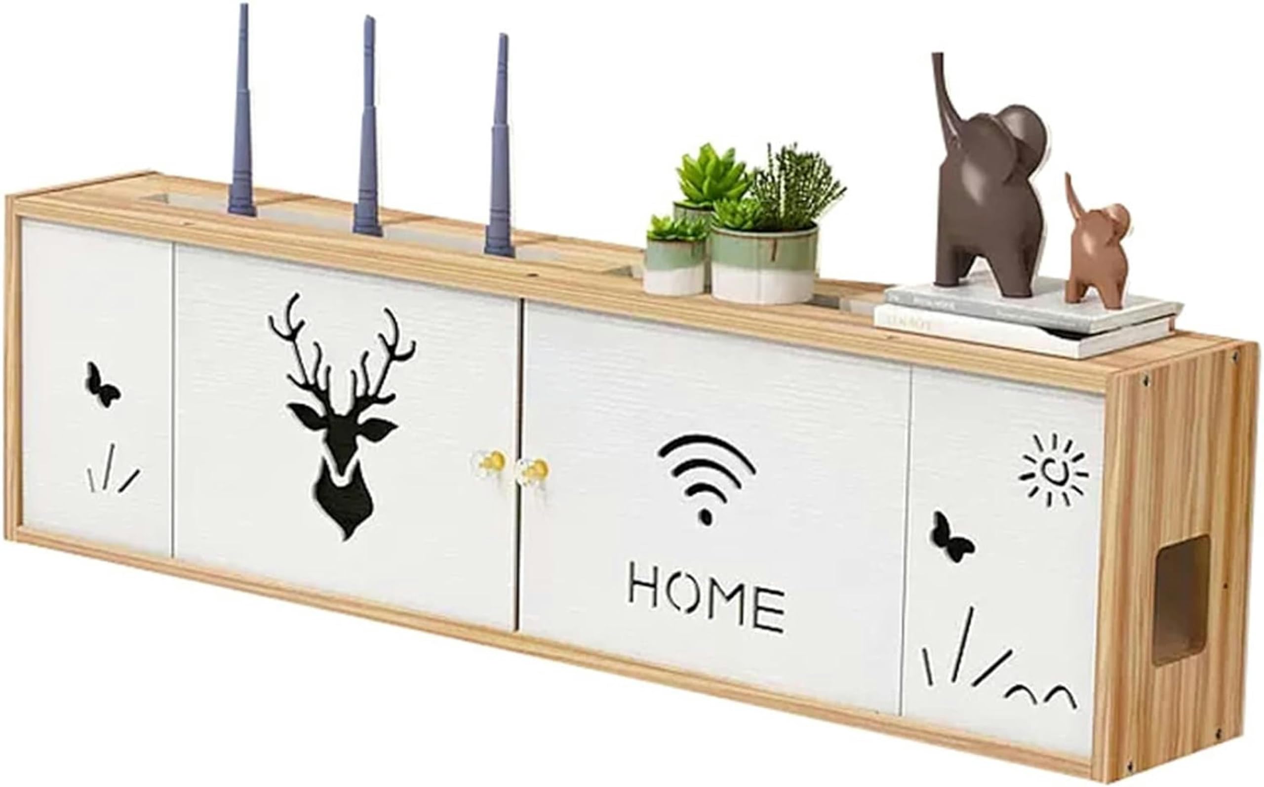 Wall Shelf & TV Cabinet Outlet Power Cord Cover Box with Door - WiFi Router Storage Organizer, 29x4.7x7.8 Inches - Perfect for Living Room, Bedroom & Office Cable Management