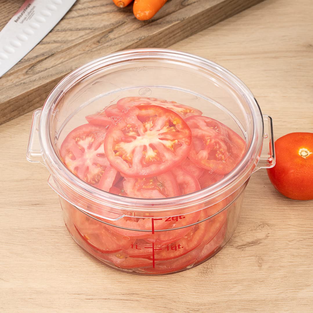 Met Lux 10-Pack Round Food Storage Container Lids - Clear Plastic, Dishwasher & Freezer Safe - Replacement Lids for Marinating Containers with Date Indicator (Containers Sold Separately) - Perfect for Meal Prep, Leftovers & Commercial Kitchen Use