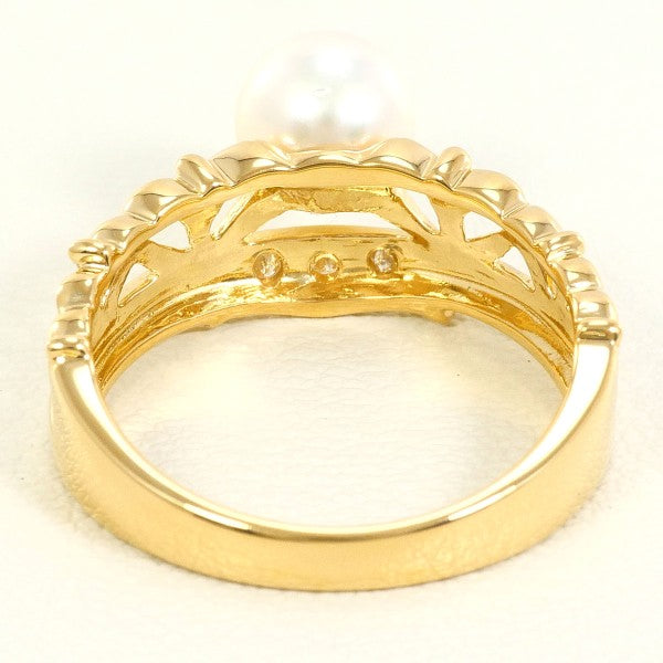 18K Yellow Gold Pearl Diamond Ring for Women - Elegant Bridal Jewelry, Wedding Engagement Gift, Anniversary Present, Valentine's Day Special