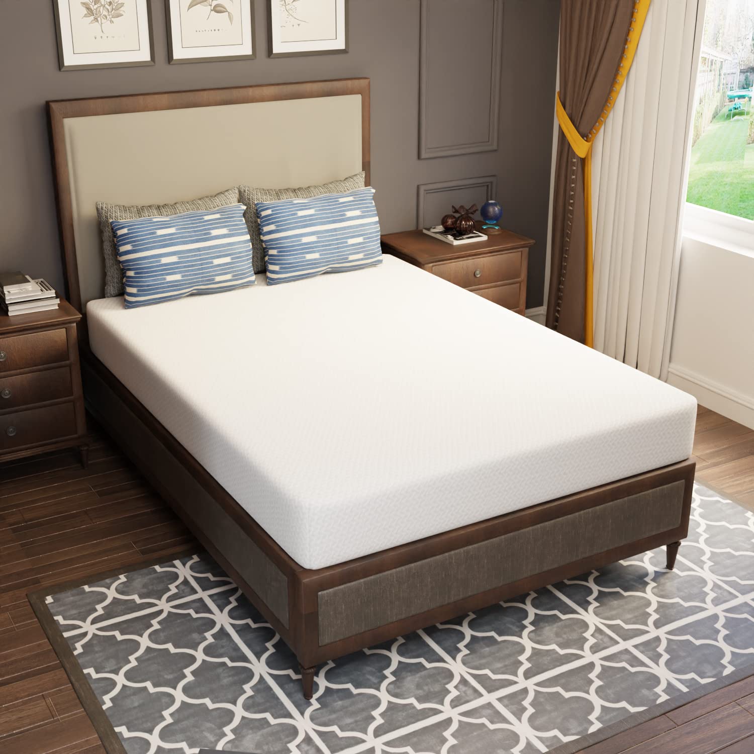 8 Inch Cooling Gel Memory Foam Mattress - Green Tea Infused, Fiberglass Free, CertiPUR-US Certified for Cooler Sleep & Pressure Relief - Full Size Mattress in a Box (White) - Perfect for Hot Sleepers, Back Pain Relief & Guest Bedrooms