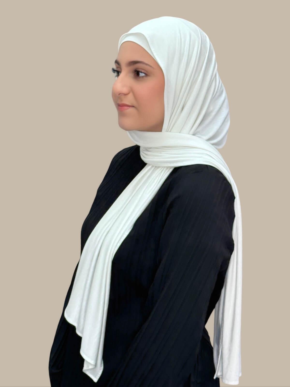 Premium Jersey Hijab for Women - Soft & Breathable Modest Scarf - Off White - Perfect for Daily Wear, Work, and Special Occasions