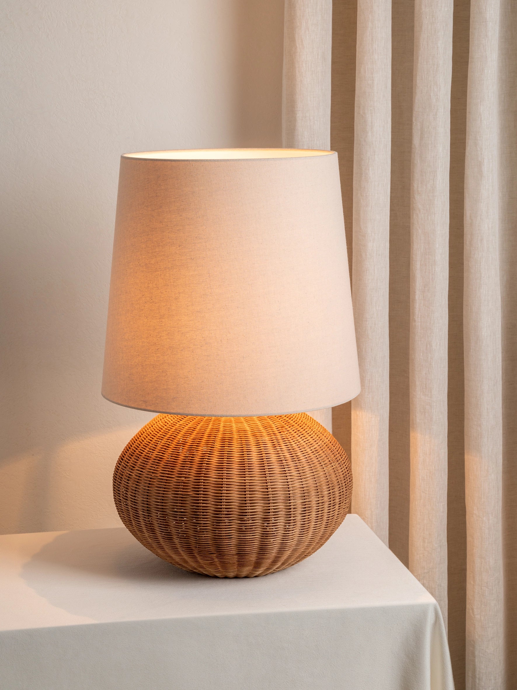 Sanvi Extra Large Rattan Globe Table Lamp - Stylish Boho Home Decor for Living Room, Bedroom, or Office Lighting