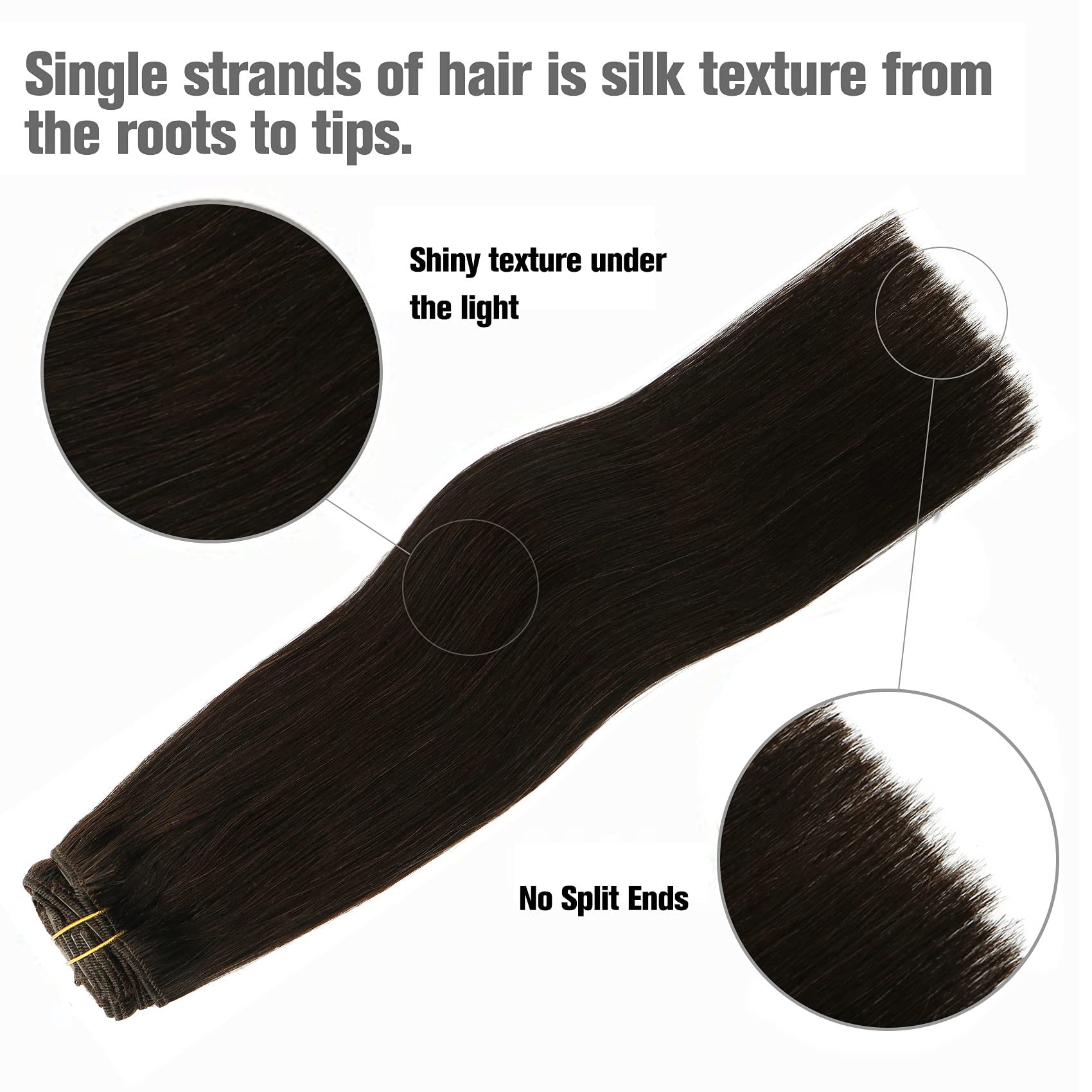 HUAYI Dark Brown 22-Inch 120g 7-Piece Clip-In Human Hair Extensions - Double Weft Thick Ends, Soft & Tangle-Free Straight Hair for Full Head Volume - Natural Balayage Color (#2) | Perfect for Parties, Weddings & Daily Styling