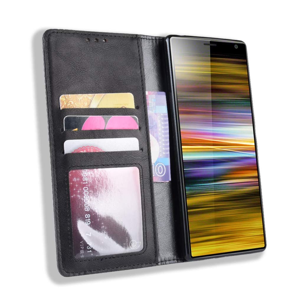 Magnetic Buckle Retro Leather Flip Phone Case for Sony Xperia 10 Plus - Horizontal Flip Cover with Card Slots, Wallet & Holder | Perfect for Daily Use, Travel & Business Meetings