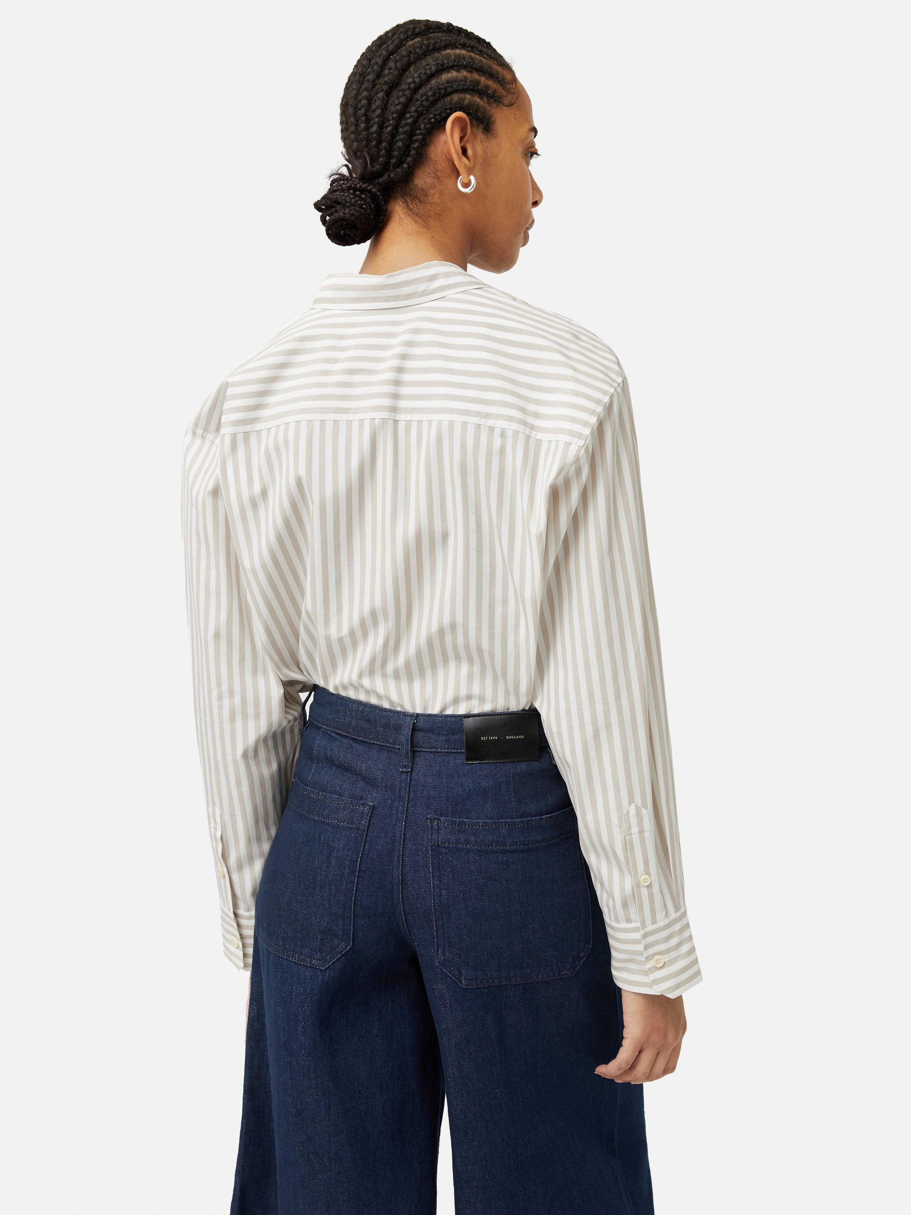 Premium Cotton Poplin Striped Shirt for Men - Classic Taupe Color | Business Casual & Summer Office Wear