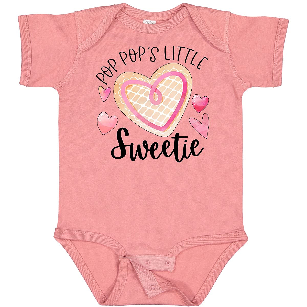Inktastic Pop Pop's Little Sweetie Pink Heart Cookie Baby Bodysuit - Cute Outfit for Newborns, Infants & Toddlers - Perfect for Family Photos, Birthday Gifts & Special Occasions