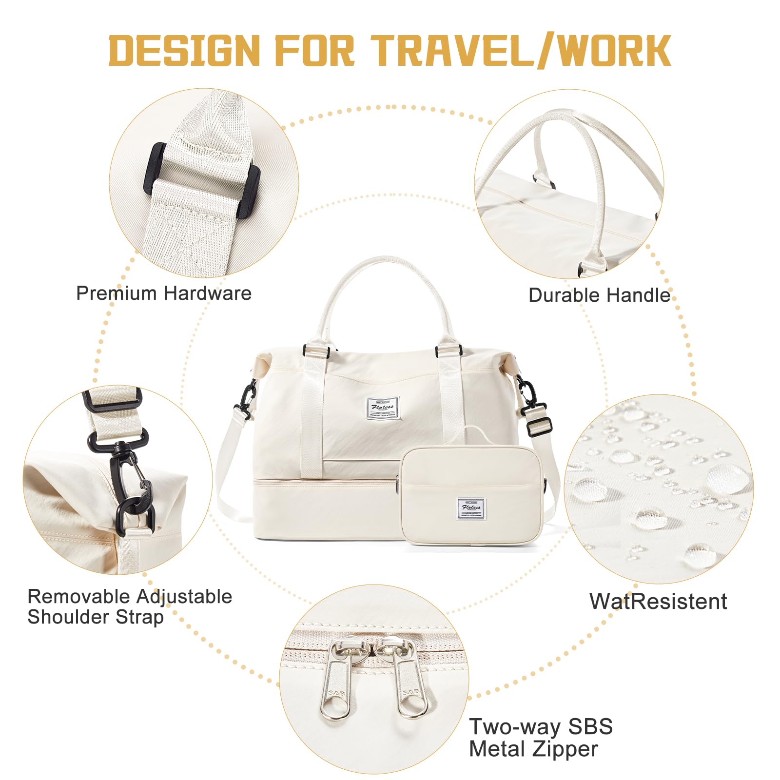 Best Travel Duffel Bag with Shoes Compartment - Women's Weekender Overnight Bag, Carry-On Personal Item & Gym Bag with Toiletry Pouch - Perfect for Business Trips, Gym Workouts & Weekend Getaways