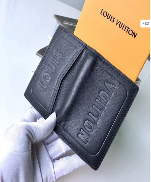 LV Pocket Organizer Wallet - Dark Infinity Leather Men's Slim Card Holder for Credit Cards & Cash - Perfect for Business, Travel & Everyday Use