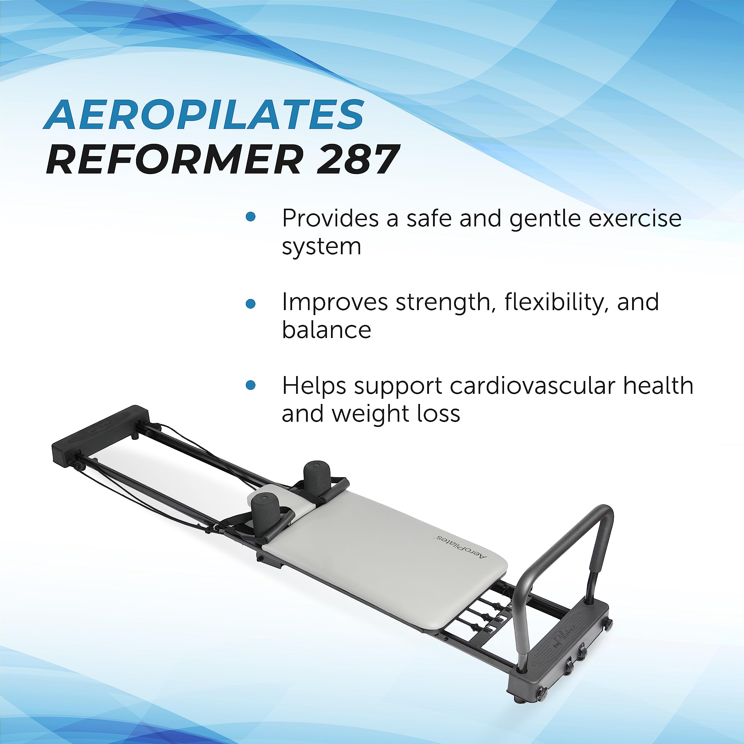 AeroPilates Reformer 287 - Home Pilates Machine with 3 Resistance Cords, 300 lbs Capacity - Perfect for Full-Body Workout, Strength Training & Rehabilitation at Home