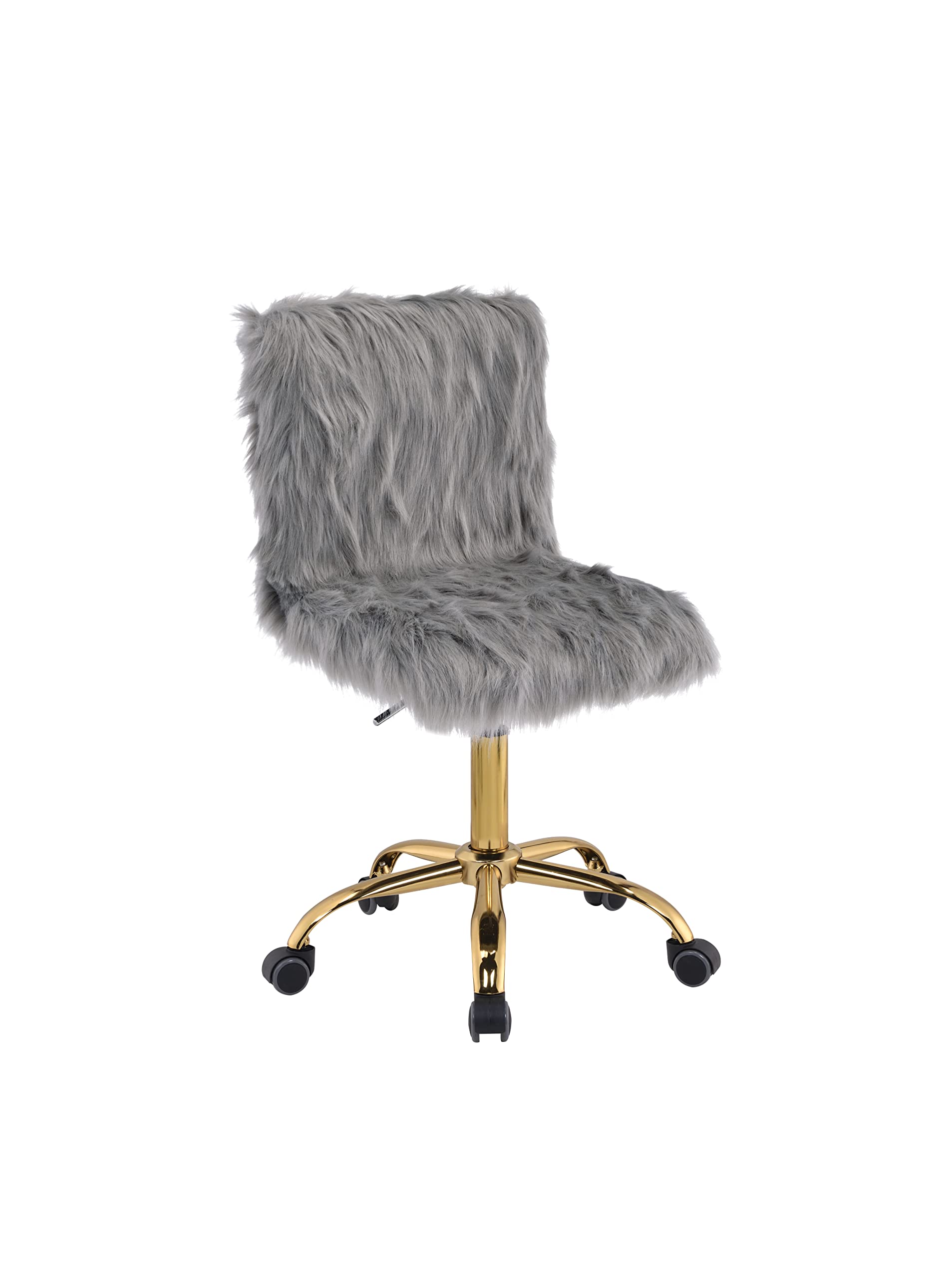 Fluffy Faux Fur Desk Chair - Swivel Vanity Chair with Adjustable Height, Armless Task Chair for Home Office, Living Room, Studio & Makeup Area | Perfect for Work, Gaming & Relaxation