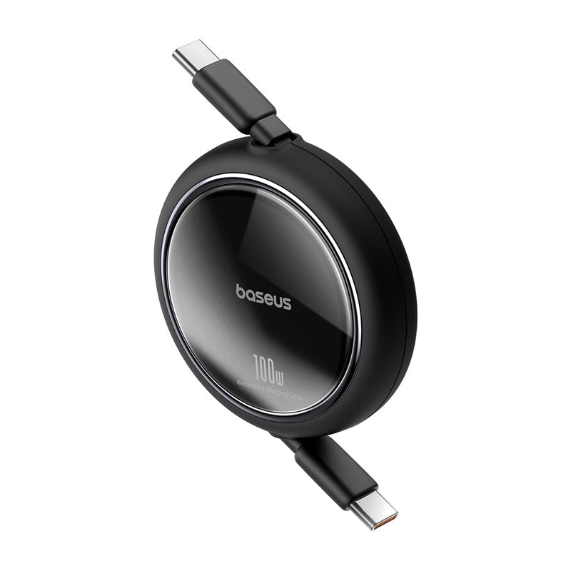 Baseus Free2 Draw Mini 1m 100W Retractable Bidirectional USB-C to USB-C Fast Charging Cable - Black | Perfect for Travel, Office & Home Charging