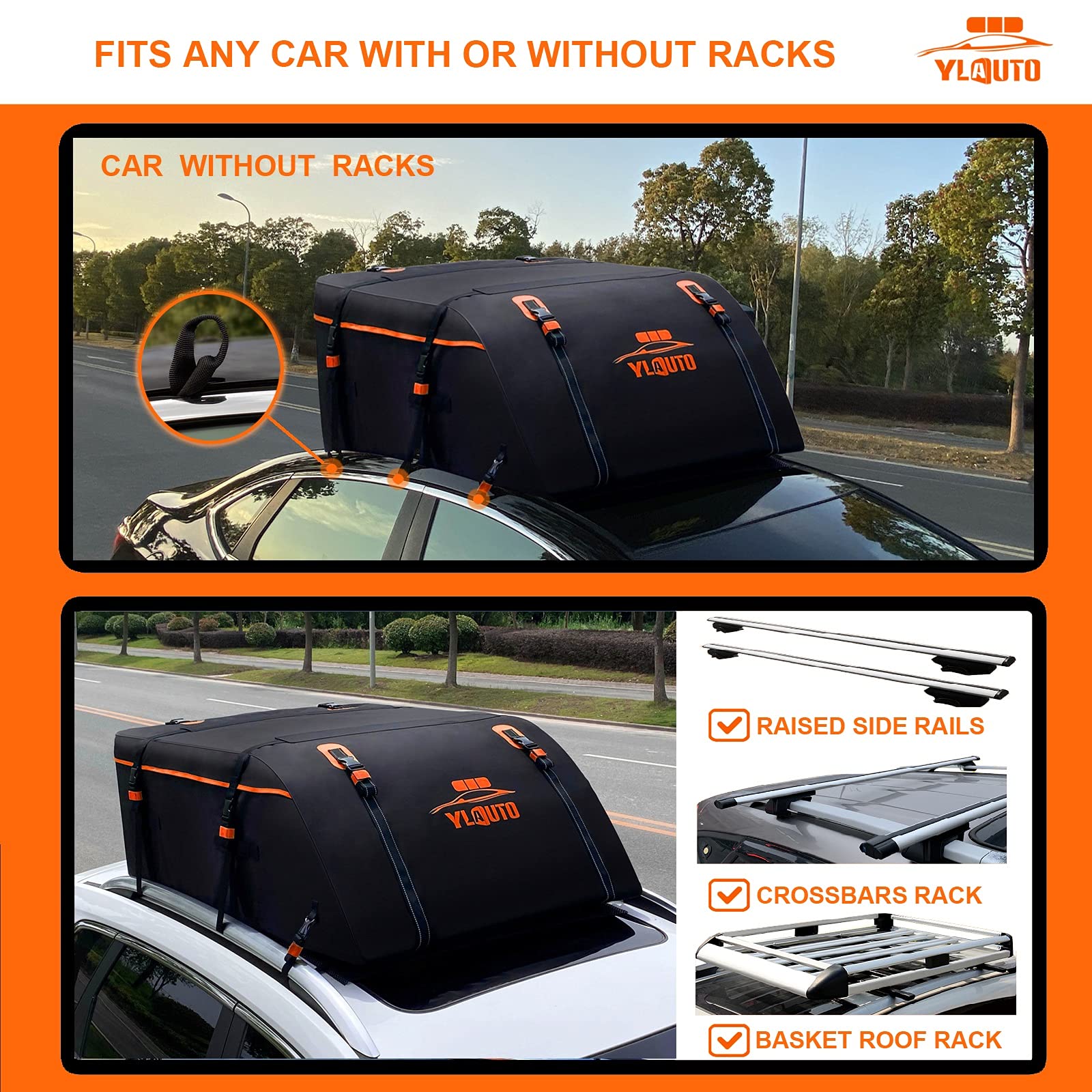 20 Cubic Feet Waterproof Rooftop Cargo Carrier Bag - Aerodynamic Design with Anti-Slip Mat - Universal Fit for All Vehicles (With/Without Roof Rack) - Perfect for Road Trips, Camping & Outdoor Adventures