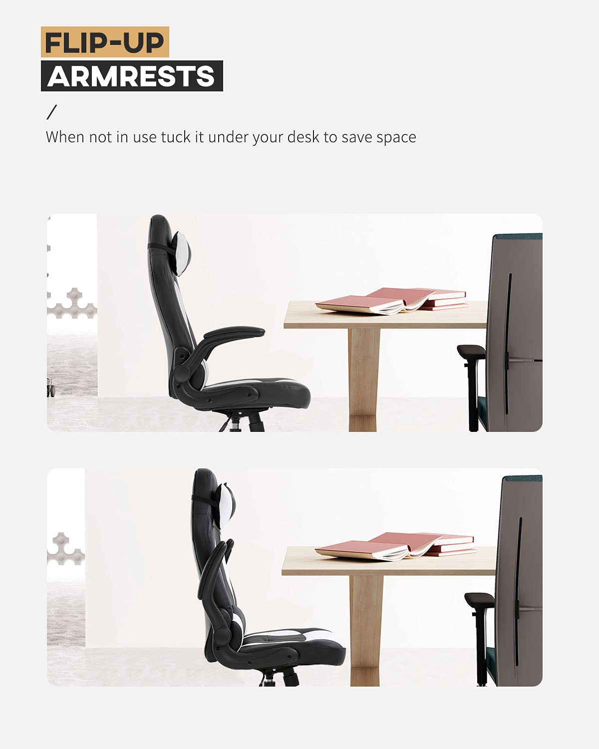 Ergonomic PC Gaming Chair with Adjustable Armrests, Headrest & Lumbar Support - High Back PU Leather Office Desk Chair for Home & Work - Perfect for Gamers, Remote Workers & Long Computer Sessions (White)