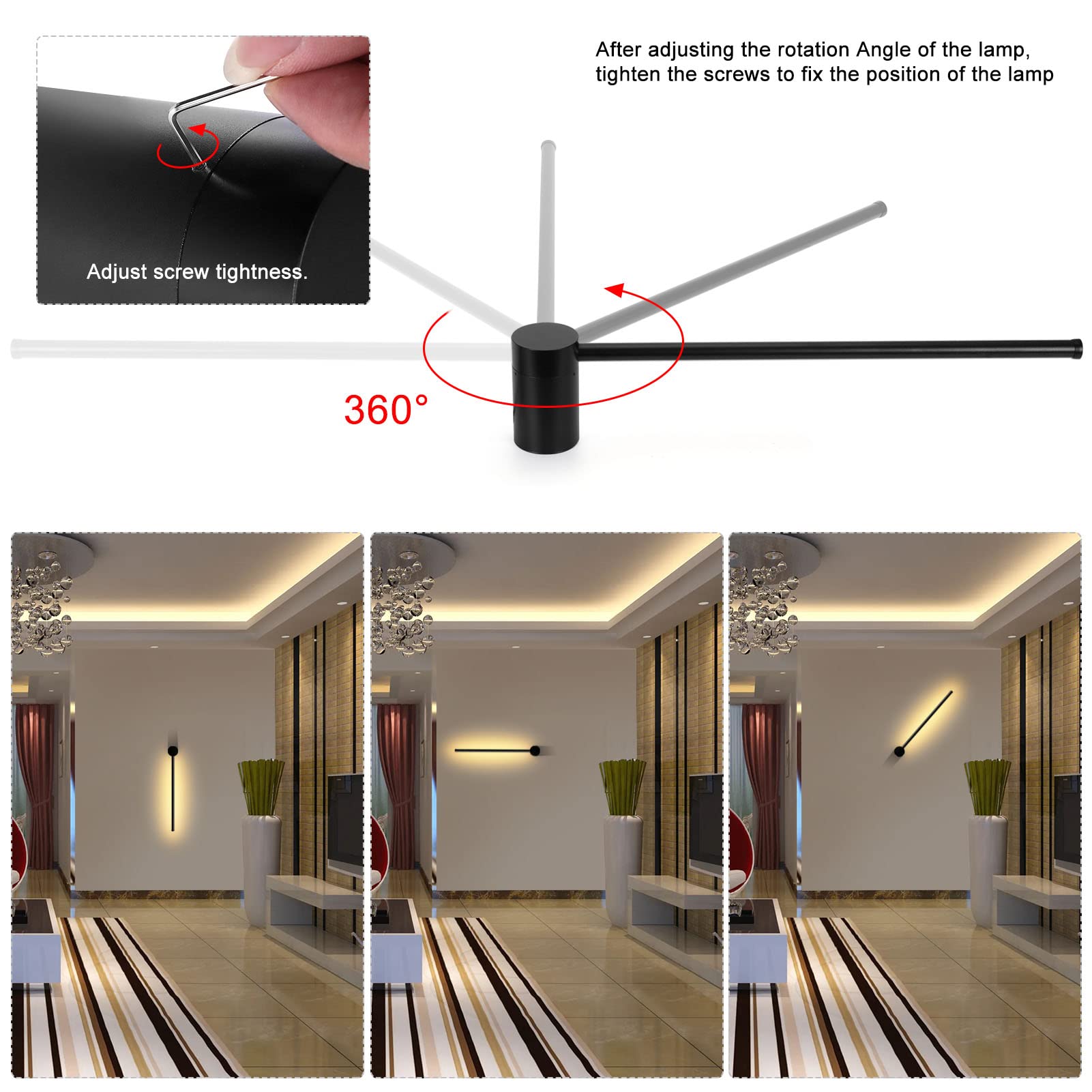 12W Modern Linear LED Wall Sconce - 360° Rotatable Cylinder Wall Light for Living Room, Bedroom, Hallway & Staircase | Energy-Efficient Home & Office Lighting Solution
