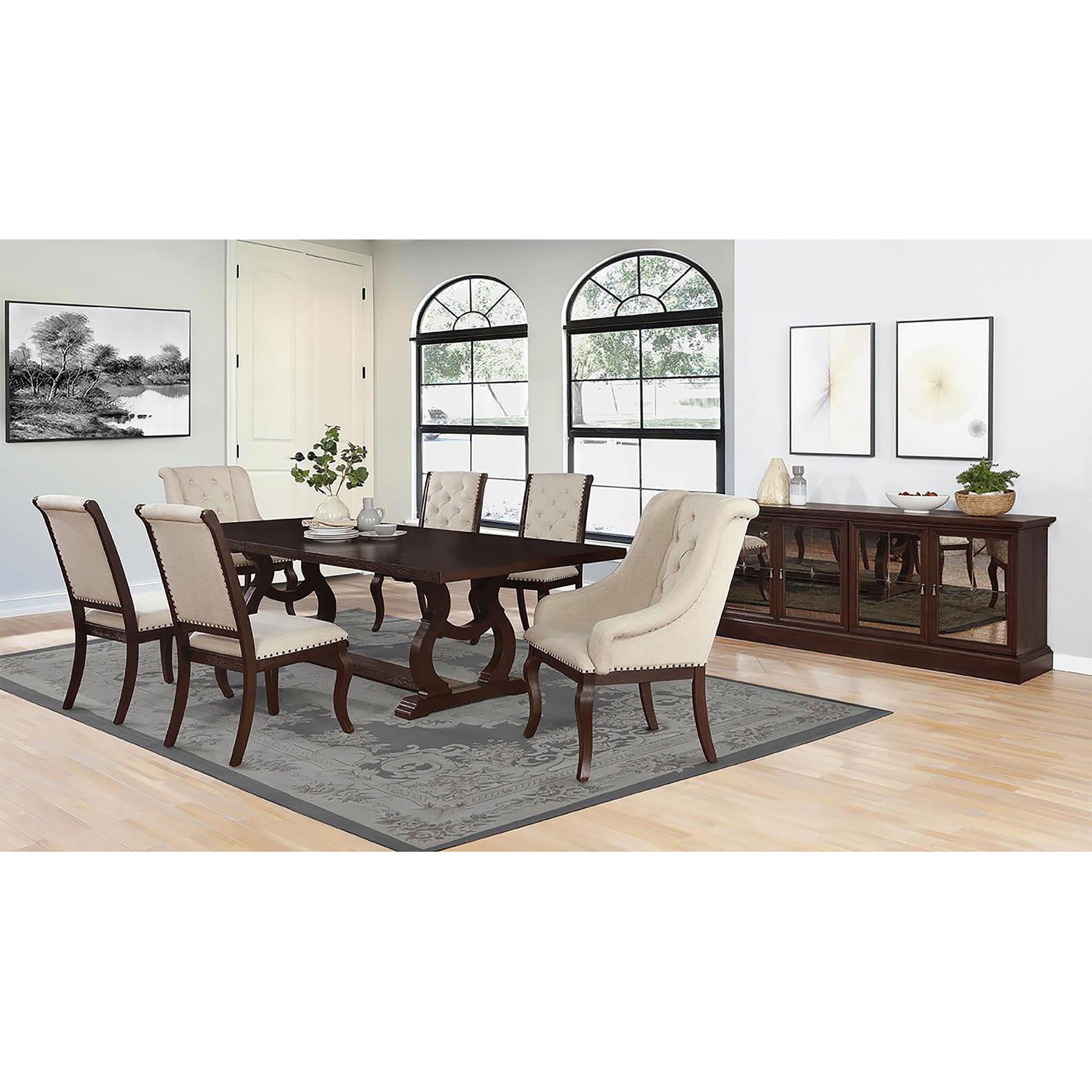 Antique Java Tufted Back Dining Chairs - Set of 2 Cream Upholstered Side Chairs for Elegant Dining Room, Kitchen or Breakfast Nook - Comfortable & Stylish Seating for Home Decor