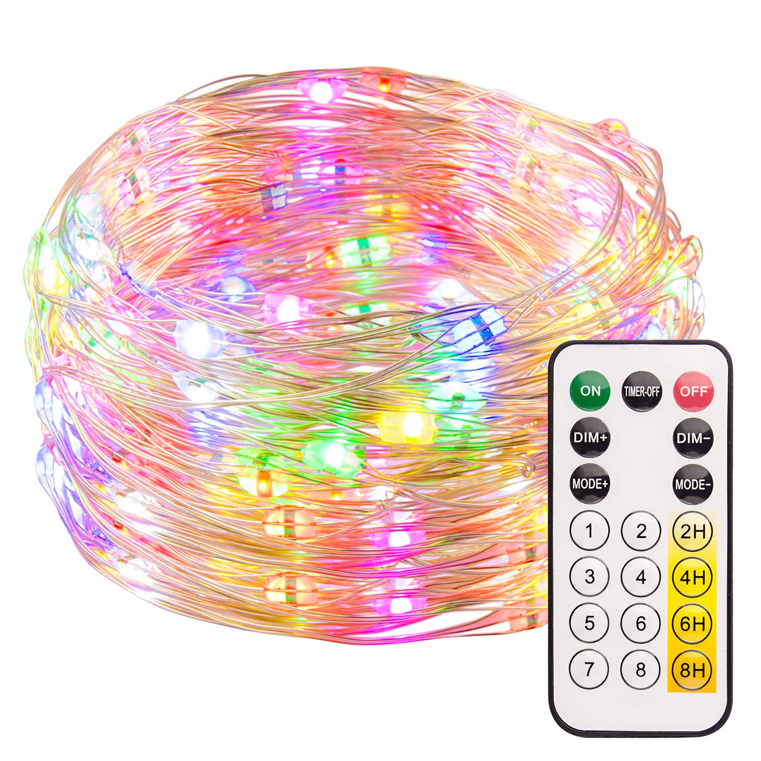 Moreplus 39ft 120 LED USB Fairy String Lights - 8 Lighting Modes with RF Remote Control, Waterproof Indoor Outdoor Decorative Lights for Christmas, Party, Wedding, Garden & Home Decor