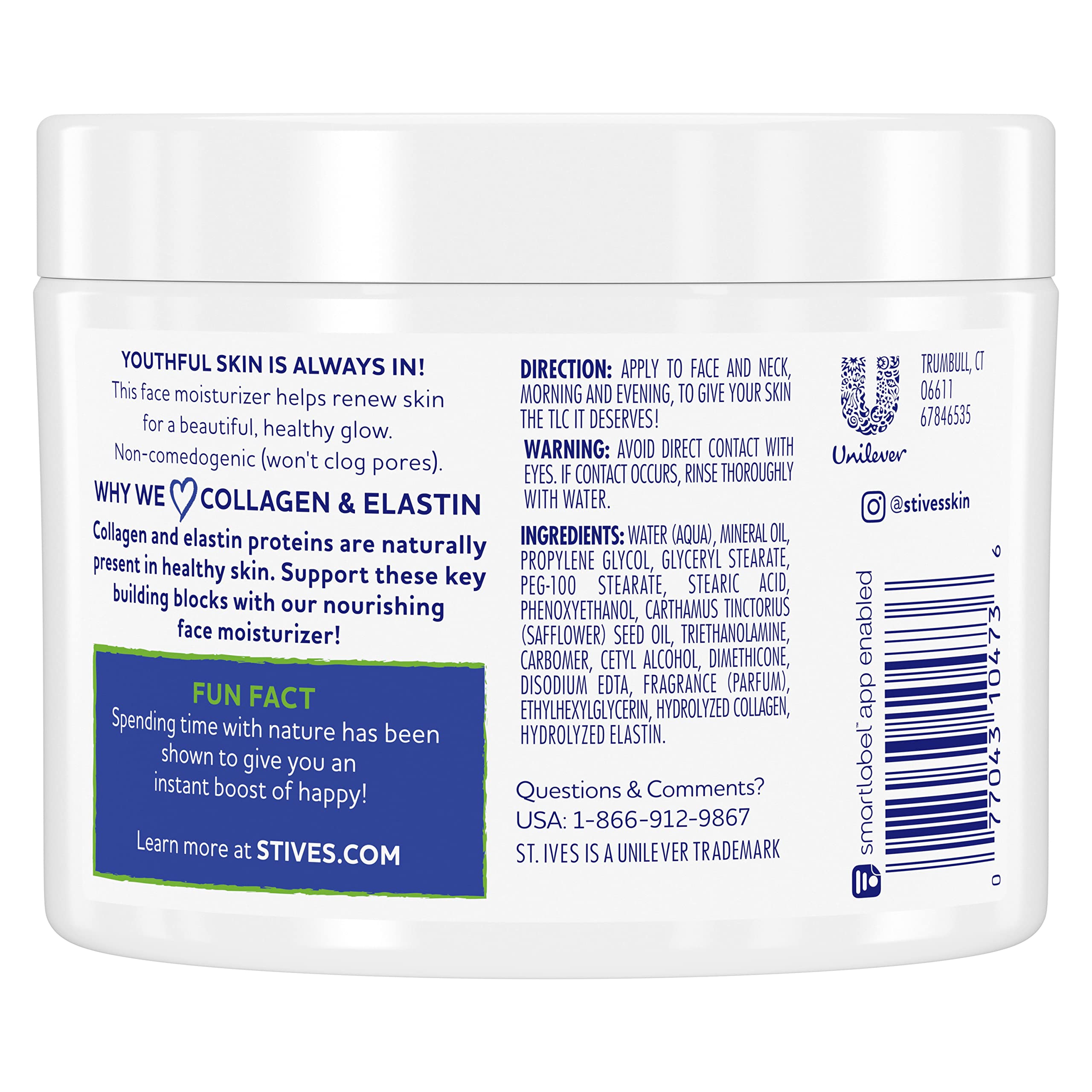 St. Ives Collagen & Elastin Renewing Face Moisturizer Cream for Women - Paraben Free, Dermatologist Tested, Cruelty Free Daily Moisturizer for Dry Skin - 10 oz | Hydrating Facial Care for Day & Night Use