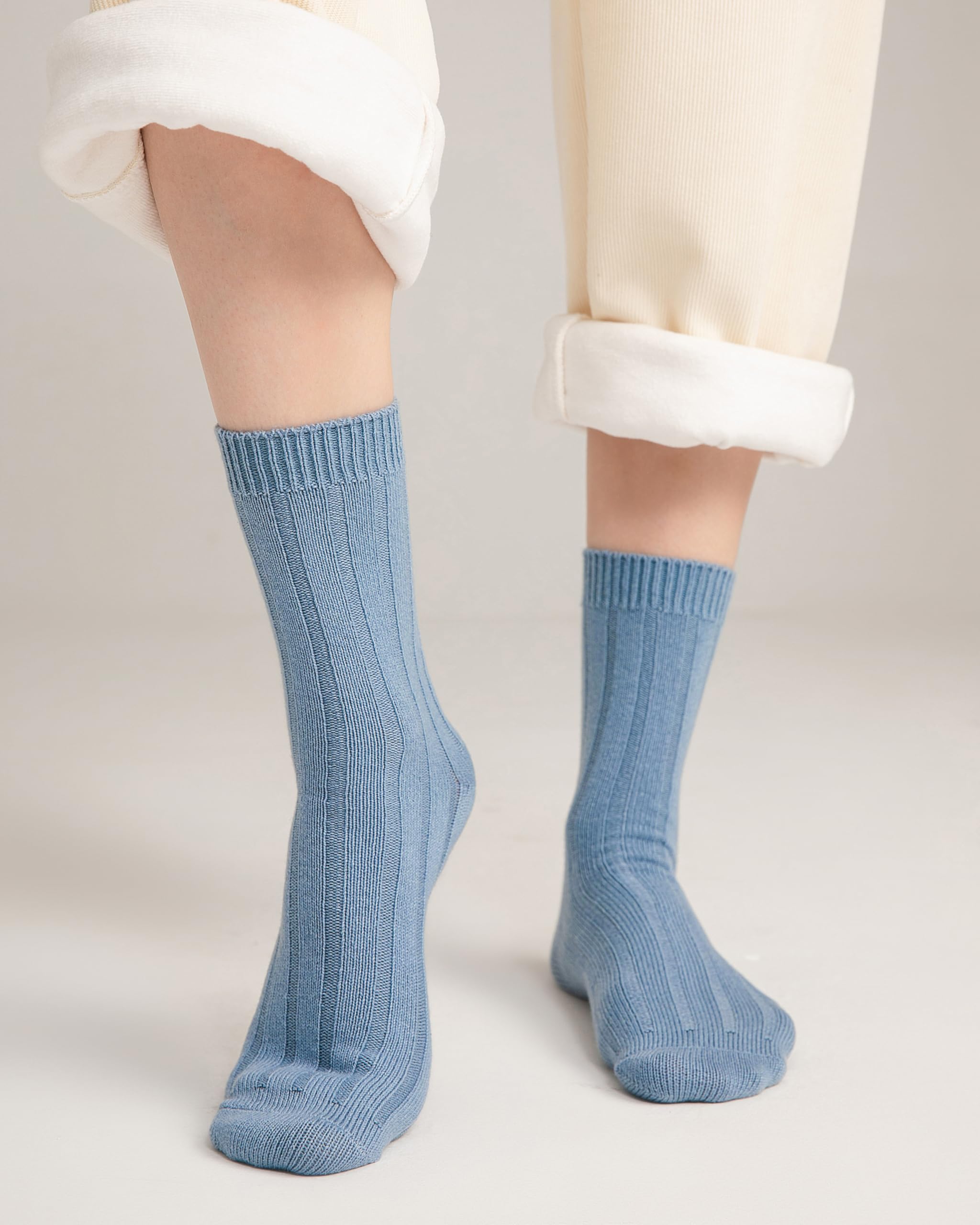 State Cashmere Unisex Ribbed Socks - 100% Pure Cashmere Super Soft Winter Warm Socks for Men & Women | Perfect for Bedtime, Lounge & Cold Weather Comfort
