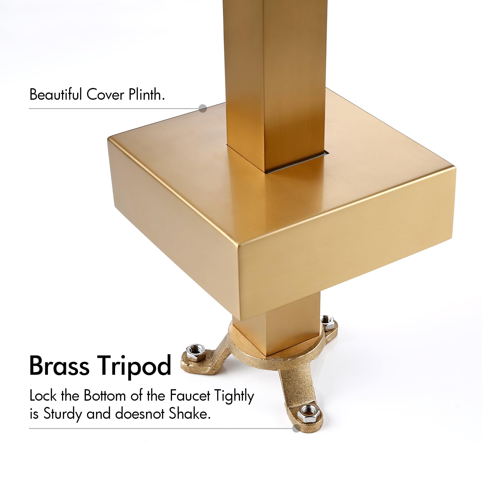 Premium BAGNOLUX Floor Mount Bathtub Faucet - Single Handle Brass Tub Filler with Hand Shower, Waterfall Style (Brushed Brass) - Perfect for Modern Bathroom & Spa Retreats