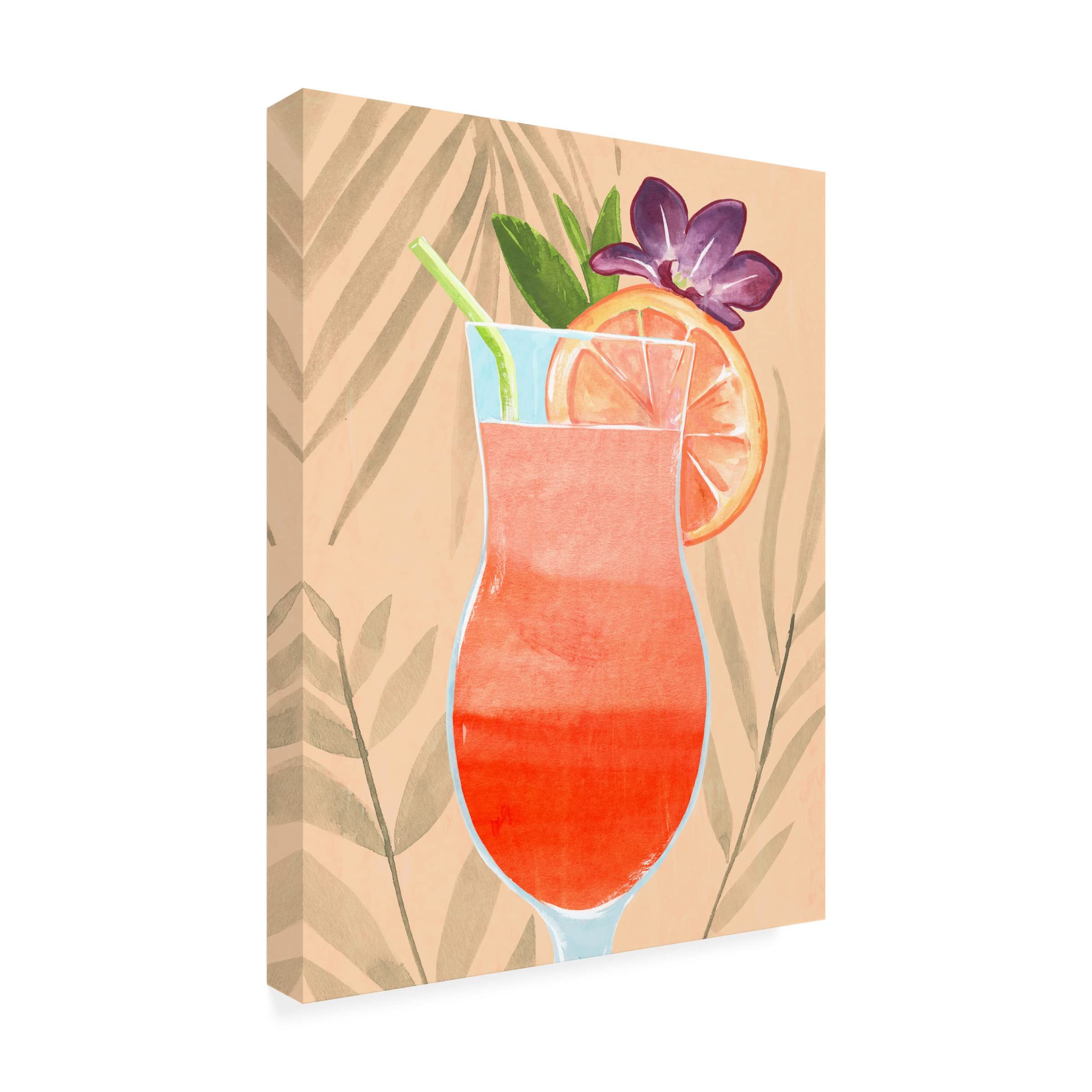 Annie Warren Tropical Cocktail III Canvas Wall Art Print - Vibrant Beach & Cocktail Decor for Living Room, Bedroom, or Bar