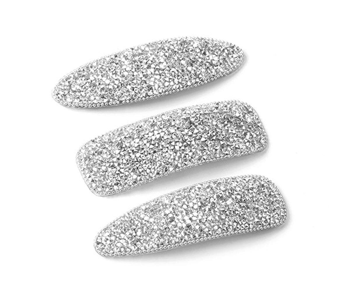 3PCS Sweet Rhinestone Hair Clips for Women - Elegant Alloy Hairpins, Fashionable Barrettes & Side Hair Clips (Silver) | Perfect for Weddings, Parties & Daily Styling