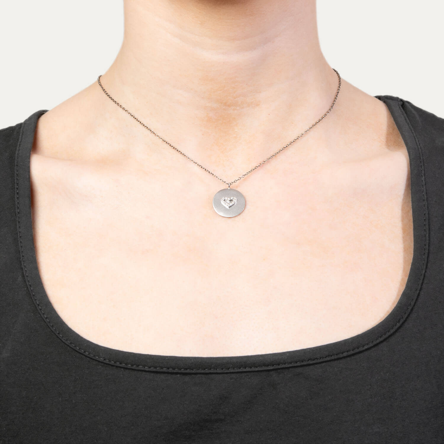 14K Gold Diamond Heart Disc Pendant Necklace - Elegant Dainty Jewelry Gift for Women - Perfect for Valentine's Day, Anniversary & Special Occasions