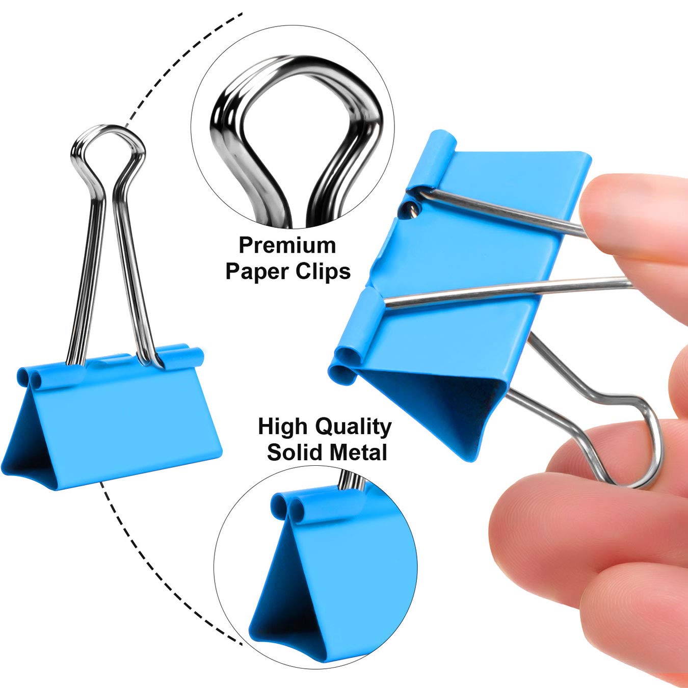 100 Pcs Binder Clips Assorted Sizes - Large, Medium, Small & Mini for Office, School & Home Organization | Perfect for Paper, Documents & Bulletin Boards