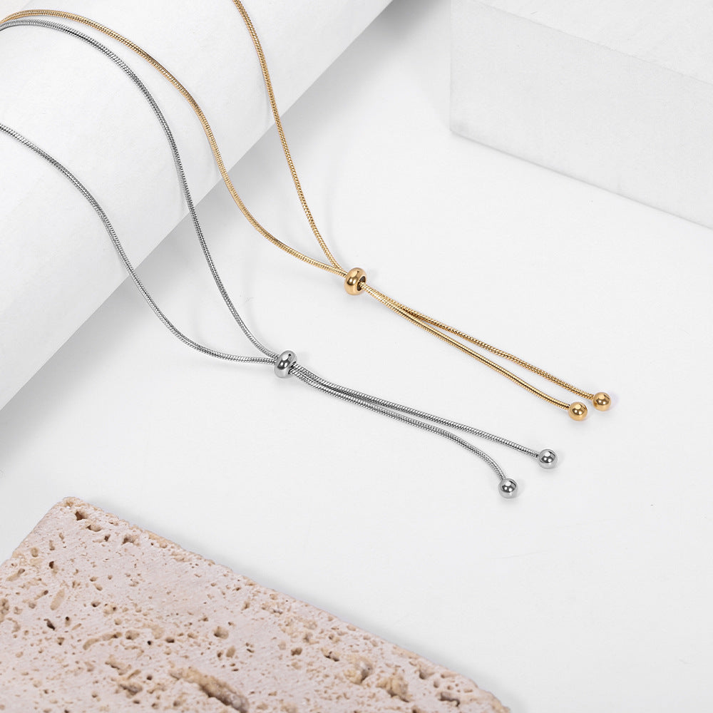 18K Gold Lariat Slider Chain Necklace for Women - Adjustable Length, Dainty & Elegant Jewelry Gift for Her - Perfect for Date Night, Wedding, Anniversary & Special Occasions