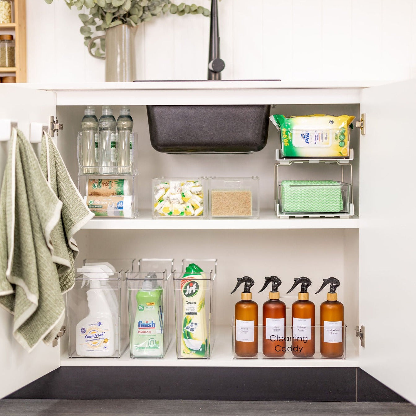 Under Sink Drawer Organizer - Expandable Kitchen Cabinet Storage for Utensils, Spices & Cleaning Supplies - Perfect for Small Space Organization in Bathroom or Kitchen