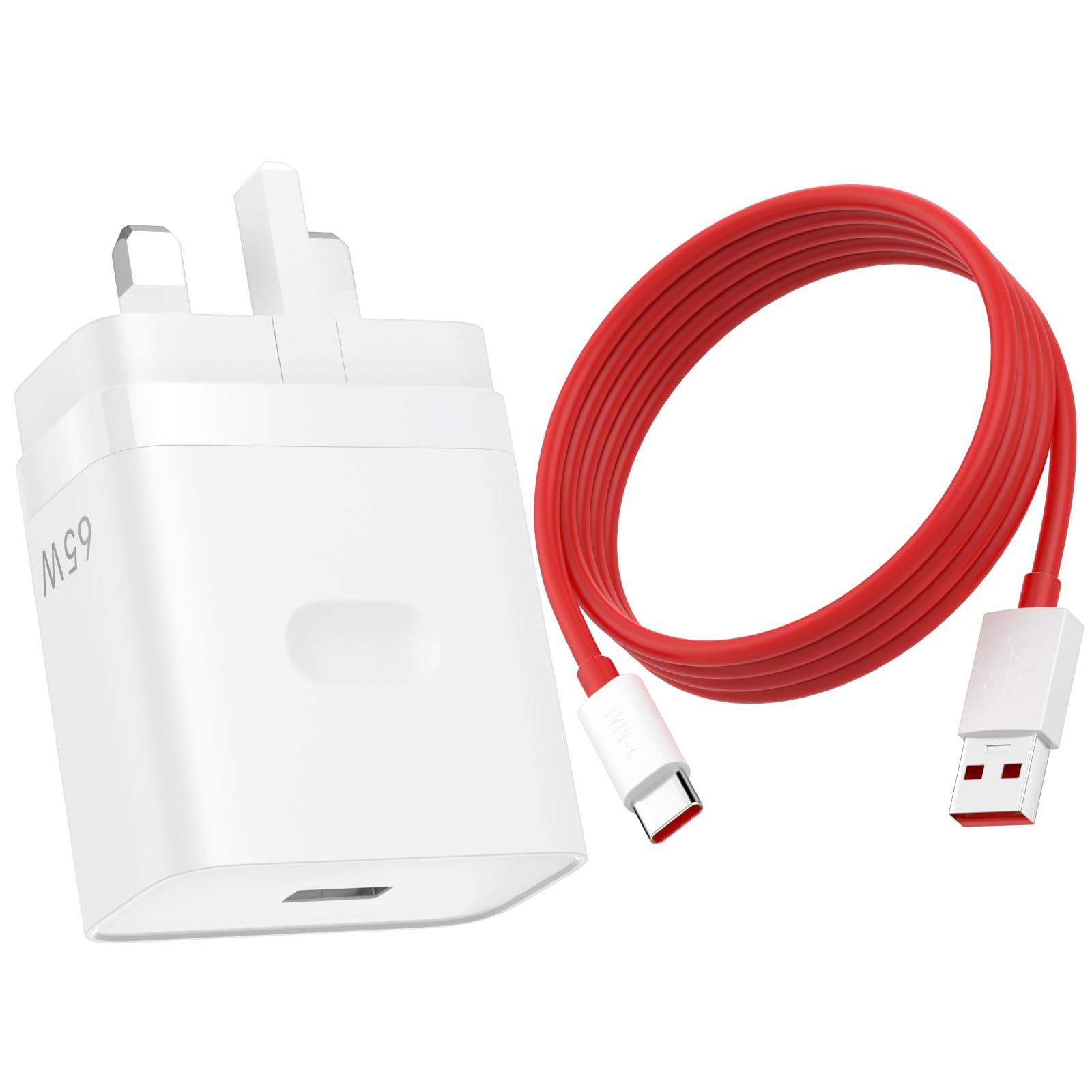 65W SuperVOOC Fast Charger for OnePlus 8/7/6 Series & Nord - 6A USB-C Cable Included - Compatible with OnePlus, OPPO, realme Phones - Perfect for Travel, Home & Office Charging